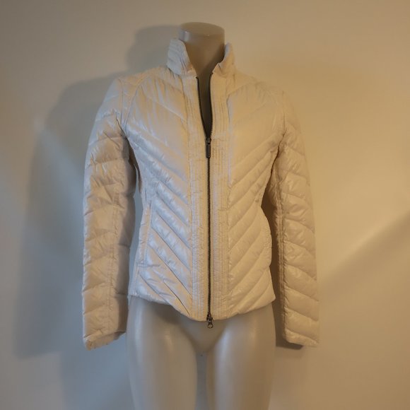Armani Jeans Jackets & Blazers - Womens Armani Jeans White Quilted Full Zip Down Puffer Coat Jacket 4 *